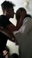 Friends kiss in school