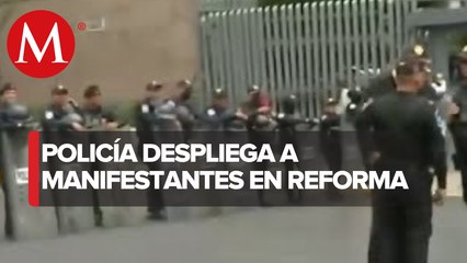 Policías resguardan Paseo de la Reforma para evitar bloqueo de manifestantes