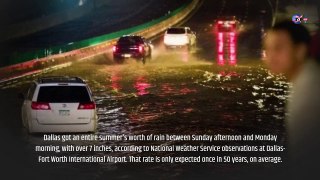 Breakingnews -Floodwaters overtake cars and trucks in Dallas as summers worth of rain falls in a day