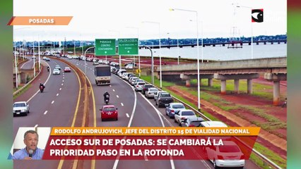 Acceso sur de Posadas se cambiará la prioridad paso en la rotonda