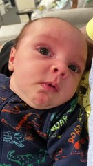 Baby Startled by Daddy's Strange Laugh