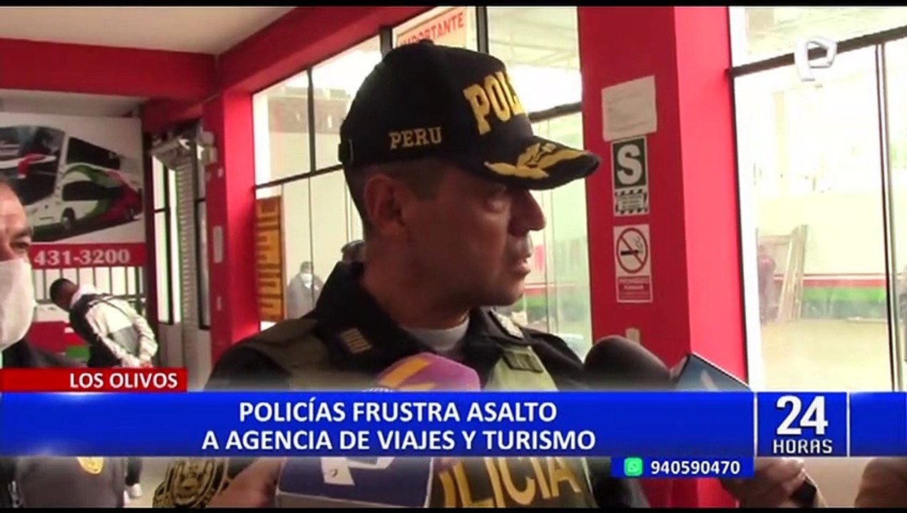 Los Olivos: policía frustra asalto a agencia de transporte interprovincial y captura a dos delincuentes