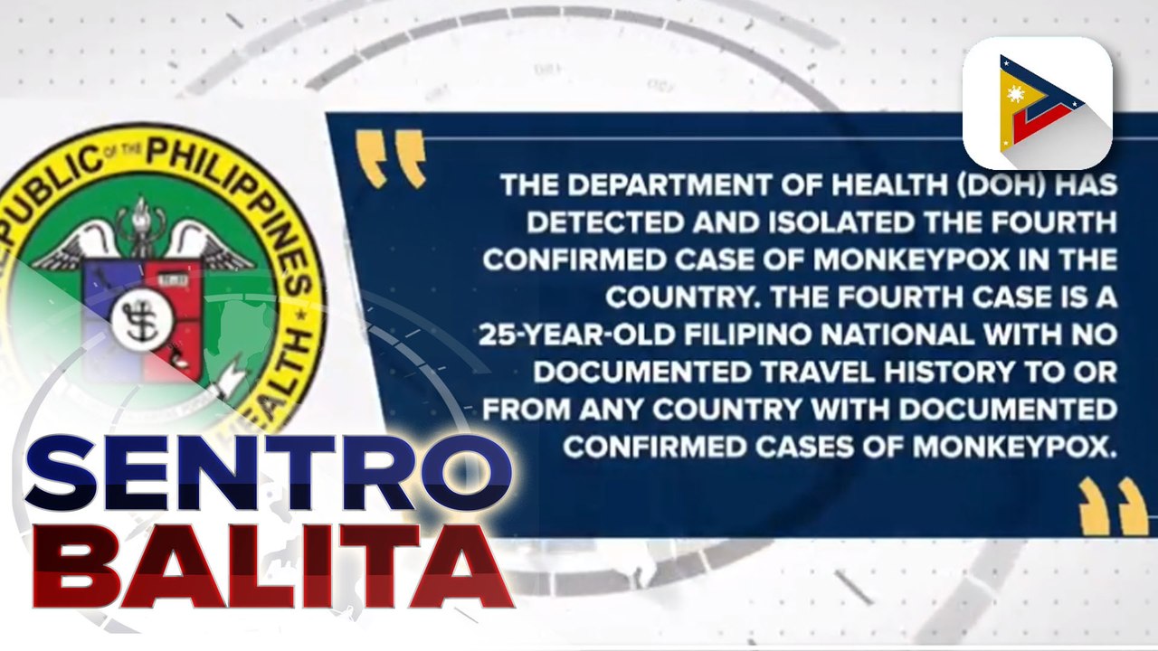 Ika-apat na kaso ng monkeypox sa bansa, kinumpirma ng DOH
