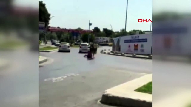 Kaçan danayı kuyruğundan yakalamaya çalıştı: Metrelerce sürüklendi