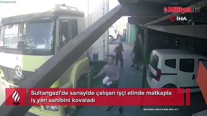 Sanayide çalışan işçi elinde matkapla iş yeri sahibini kovaladı