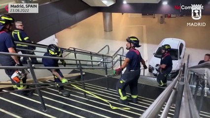 Car stuck in metro station in Madrid