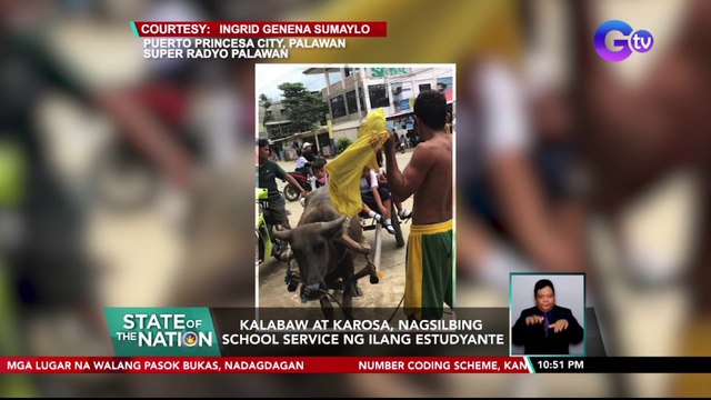 Kalabaw at karosa, nagsilbing school service ng ilang estudyante | SONA