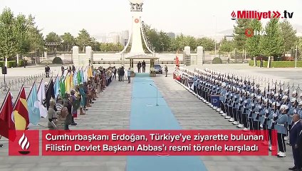 Cumhurbaşkanı Erdoğan, Filistin Devlet Başkanı Abbas’ı resmi törenle karşıladı
