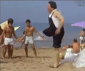 funny movements  in the beach