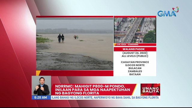 NDRRMC: Mahigit P800-M pondo, inilaan para sa mga naapektuhan ng Bagyong Florita | UB