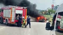 Bursa’da otomobil alev alev yandı, sürücüsü canını zor kurtardı