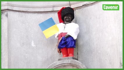 Manneken Pis revêt un costume traditionnel pour la fête nationale de l'Ukraine