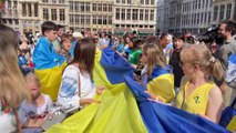 Bürksel'de Ukrayna'nın Bağımsızlık Günü: 30 metrelik bayrak açtılar