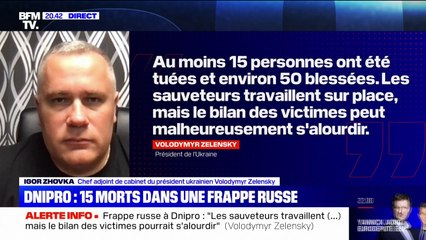 Frappe russe à Dnipro: selon la présidence ukrainienne, "ce n'est pas un site militaire qui a été visé, mais une gare avec des civils"