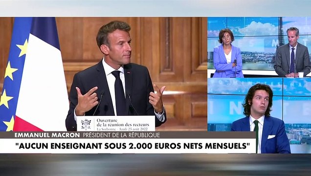 Aucun enseignant ne débutera sa carrière sous 2.000 euros nets mensuels, annonce le Président Emmanuel Macron lors d'un discours à la Sorbonne - VIDEO