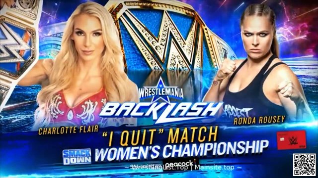 Charlotte Flair vs Ronda Rousey - I Quit Match - WWE Wrestlemania Backlash - WOmen Championship