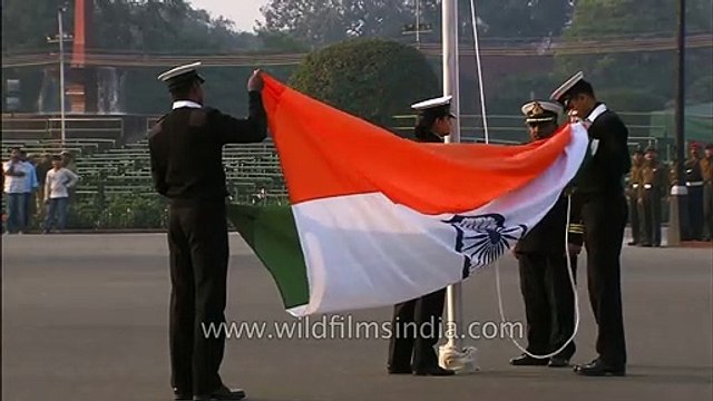Indian flag folding ceremony, followed by Saare Jahan Se Achha