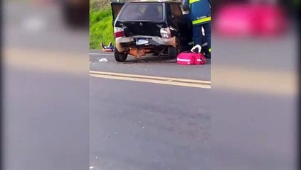 Dois adultos e uma criança ficam feridos em engavetamento na BR-277 em Guaraniaçu