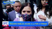 Rosario Robles acude a la FGR a entregar su pasaporte y firmar
