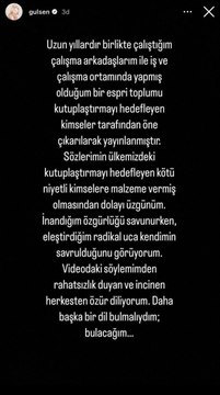 Şarkıcı Gülşen'den 'Özür' paylaşımı: Videodaki söylemimden rahatsızlık duyan ve incinen herkesten özür diliyorum