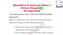 NCERT Class 7 Civics Chapter 1 ON EQUALITY Question & Answer