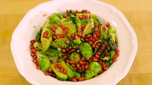 Festive Side Dish: Pan-Roasted Brussel Sprouts with Pomegranate Seeds