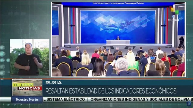 Pdte. Vladímir Putin resalta crecimiento económico pese a las sanciones contra Rusia