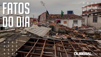 Vendaval e forte chuva destelham casas e derrubam árvore em Ananindeua