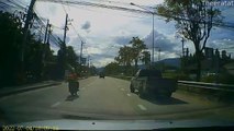 Motorcyclist Knocked Over by Truck