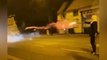Shocking footage shows mindless yobs shooting fireworks at police officers after a vigil for a teenage biker descended into chaos