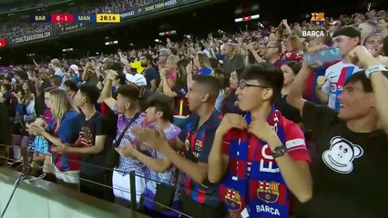 Aubameyang anotó el primer gol del Barça en el amistoso contra el City