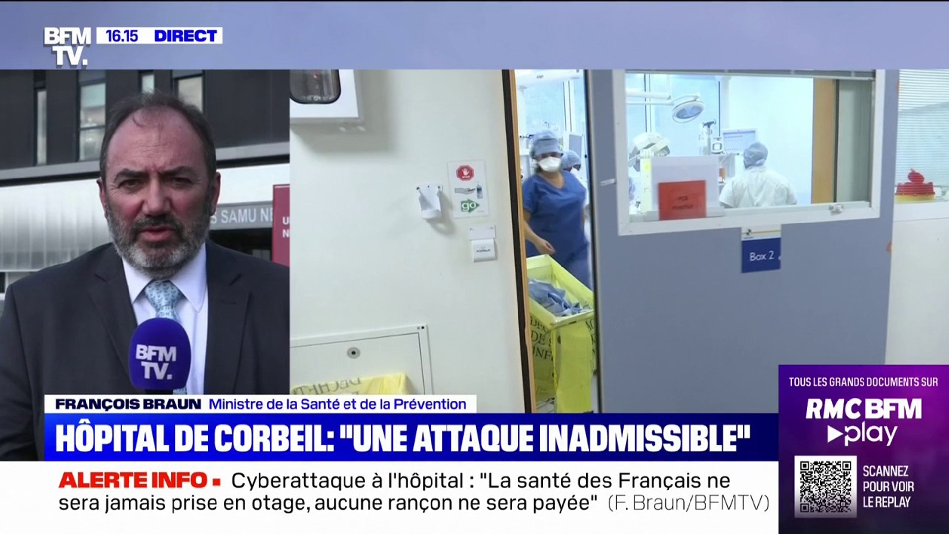François Braun, après la cyberattaque à l'hôpital de Corbeil-Essonnes: "un  travail est fait, au cas par cas, par le Samu, pour réorienter les  patients" - Vidéo Dailymotion