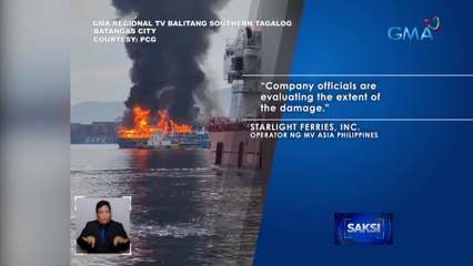 RORO vessel na padaong na sa Batangas Port, nagliyab; 73 nailigtas, 9 hinahanap pa | Saksi