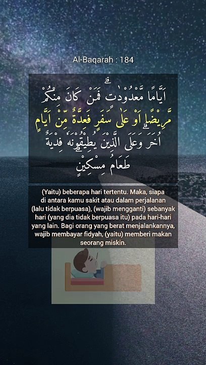 Bagi orang yang berat menjalankannya, wajib membayar fidyah | QS. Al-Baqarah : 184