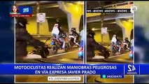 Motociclistas realizan arriesgadas maniobras en Vía Expresa