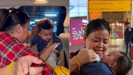 Bharti Singh Son Laksh के लिए Airport पर Media से बोली मेरा बेटा बदला...Watch Video | *Entertainment