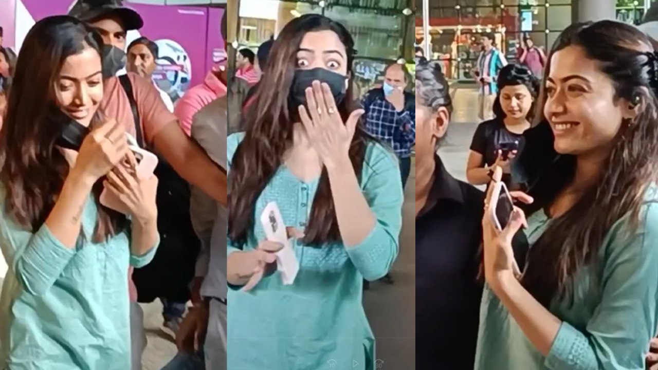 Rashmika Mandanna को Airport पर भीड़ ने घेरा, खुद को बचा के निकली Rashmika, देखें Video | FilmiBeat