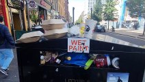 Overflowing bins in Glasgow due to Refuse strike.