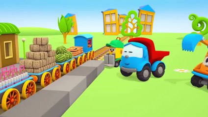 Leo the truck & trains for kids. A locomotive & a toy train. Cartoons for kids & vehicles for kids.