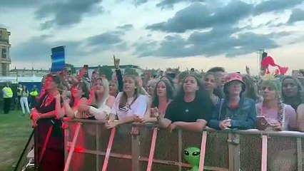 Crowd singing along with Declan McKenna at Victorious festival 2022 in Portsmouth