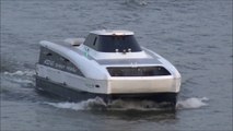 Mini Smart Ferry Electric passenger boat at Chao Phraya river in Bangkok Thailand