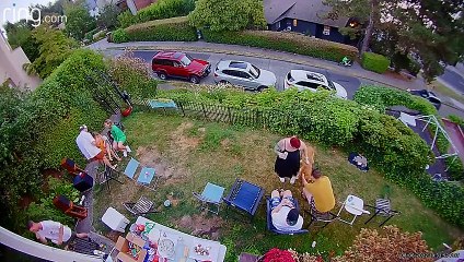 Man Playing Fetch with Dog Falls Through Bushes