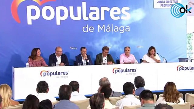 Alberto Núñez Feijóo y Juanma Moreno participan en la Junta Directiva del PP de Málaga