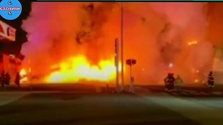 Petrol tanker crash causes massive fire in Long Island, New York