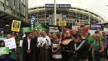 Download Video: NSW Premier opened the new Sydney Football Stadium admitting it almost cost the coalition