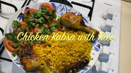 Delicious Chicken Kabsa with Rice and Salad