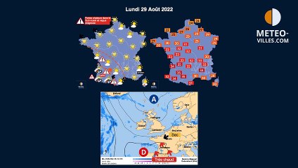 prévisions météo du lundi 29 août 2022