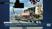 Child dead, four others hurt after three-vehicle crash involving school bus on I-40 in Apache County