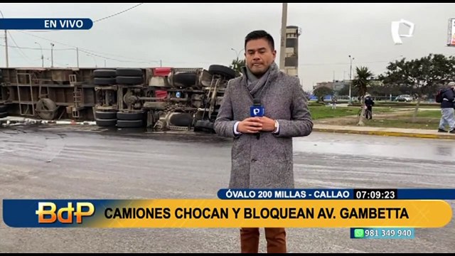 Callao: choque entre camiones de carga pesada genera congestión vehicular
