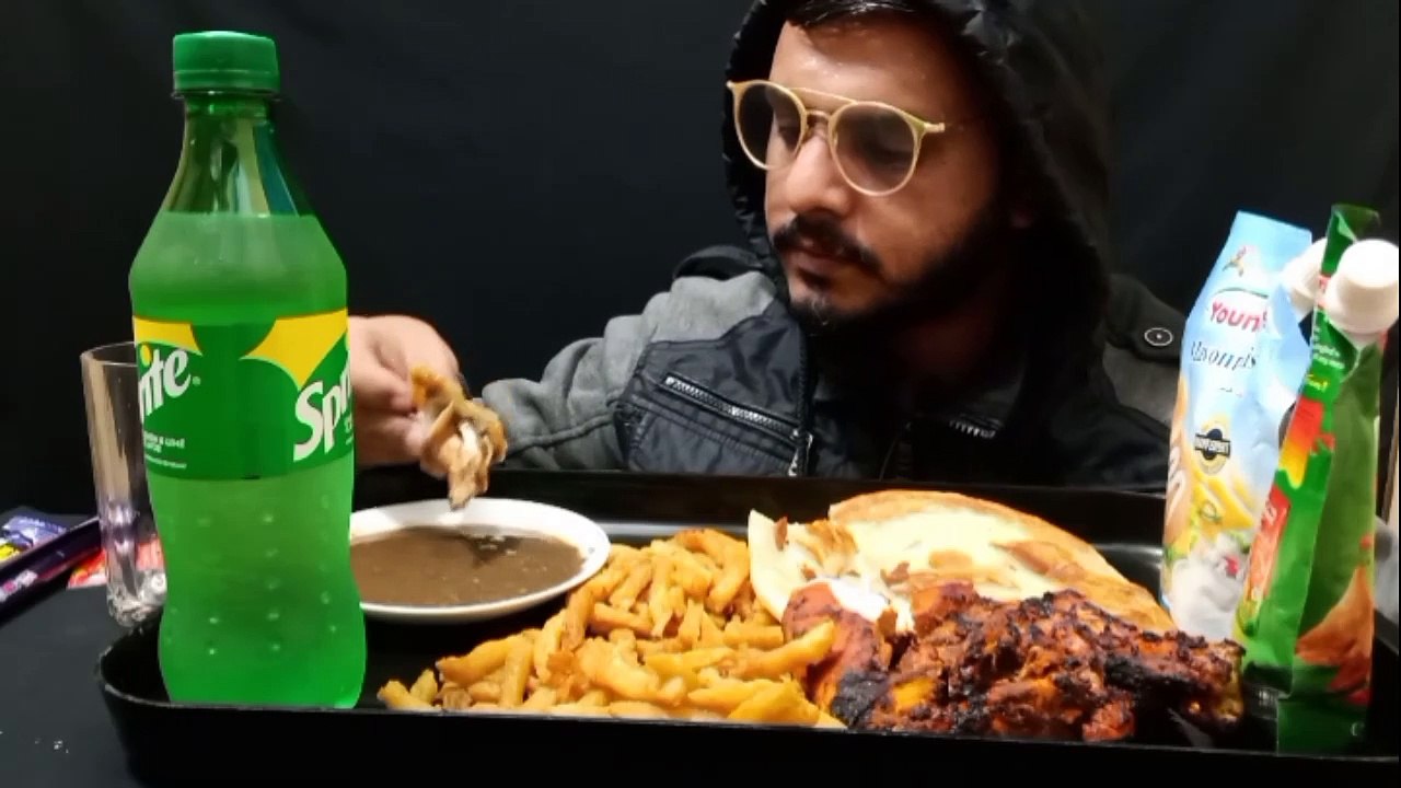 Chicken tikka with fries eating | spicy food